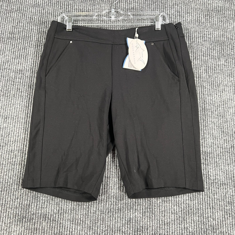 Greg Norman Shorts Womens Size Medium Black Bermuda Chino Golf Outdoor New